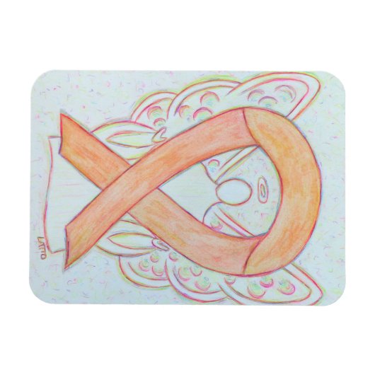 Peach Awareness Ribbon Guardian Angel Gift Magnets Magneet (Horizontaal)