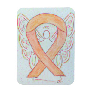Peach Awareness Ribbon Guardian Angel Gift Magnets Magneet