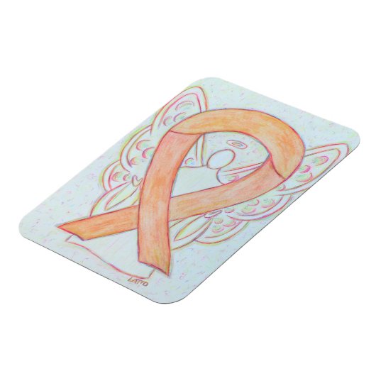 Peach Awareness Ribbon Guardian Angel Gift Magnets Magneet (Linkerzijde)