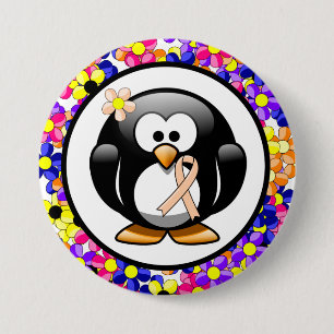 Peach Awareness Ribbon Penguin Ronde Button 7,6 Cm