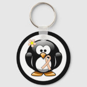 Peach Awareness Ribbon Penguin Sleutelhanger (Voorkant)