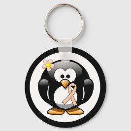 Peach Awareness Ribbon Penguin Sleutelhanger