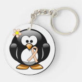 Peach Awareness Ribbon Penguin Sleutelhanger (Achterkant)