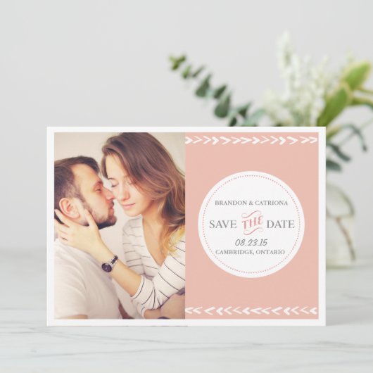 Peach Aztec Pattern | De datumbekendmaking opslaan Kaart (Staand voorkant)