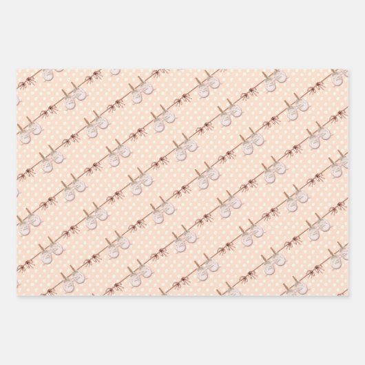 Peach Baby Bow Shower Inpakpapier Vel (Voorkant)