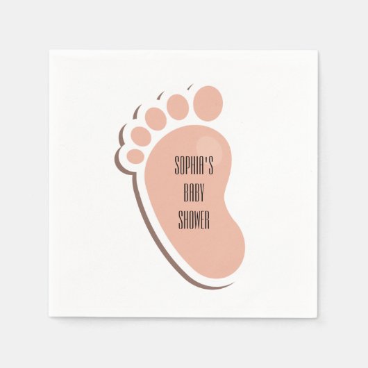 Peach Baby Footprint Baby shower Servetten (Voorkant)
