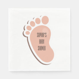 Peach Baby Footprint Baby shower Servetten