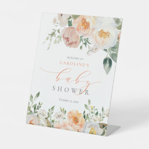 Peach Baby in bloei meisje Baby shower welkom Reclamebord Met Voetstuk