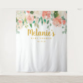 Peach Baby shower Backdrop, Photo Booth Prop Wandkleed (Voorkant)