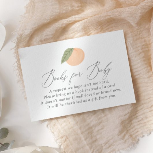 Peach Baby shower Boeken voor Baby Informatiekaartje
