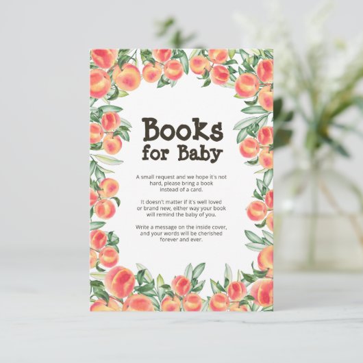 Peach Baby shower Book Request Enclosure Card Kaart (Staand voorkant)