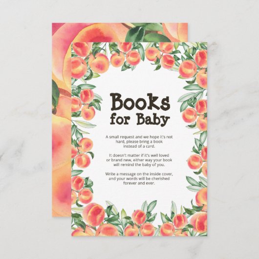 Peach Baby shower Book Request Enclosure Card Kaart (Voorkant / Achterkant)