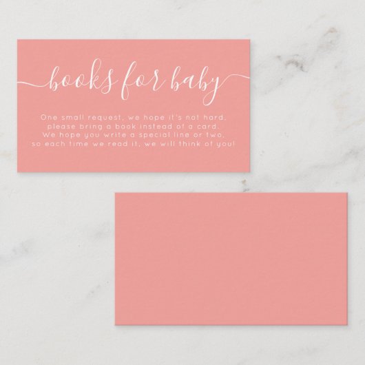 Peach Baby Shower Books For Baby Informatiekaartje (Voorkant / Achterkant)
