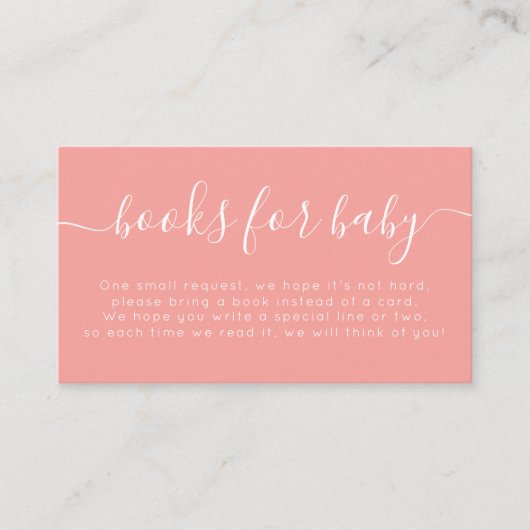 Peach Baby Shower Books For Baby Informatiekaartje (Voorkant)