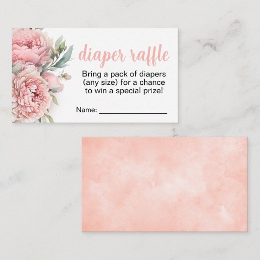 Peach baby shower diaper omhullingskaarten informatiekaartje (Voorkant / Achterkant)
