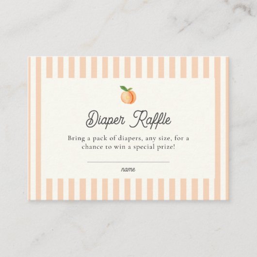 Peach Baby shower Diaper Raffle Enclosure Kaart (Voorkant)