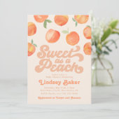 Peach Baby shower Invitation | Baby Peach Kaart (Staand voorkant)