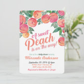 Peach Baby shower Invitation Kaart (Staand voorkant)