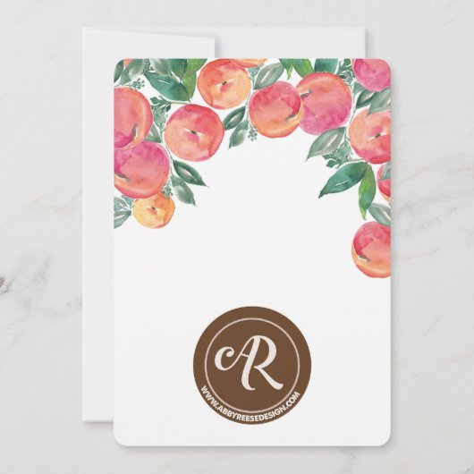 Peach Baby shower Invitation Kaart (Achterkant)