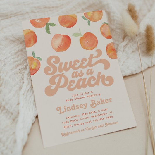 Peach Baby shower Invitation | Kleine peach Kaart