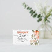 Peach baby shower luier loterij ticket informatiekaartje (Staand voorkant)