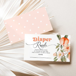 Peach baby shower luier loterij ticket informatiekaartje