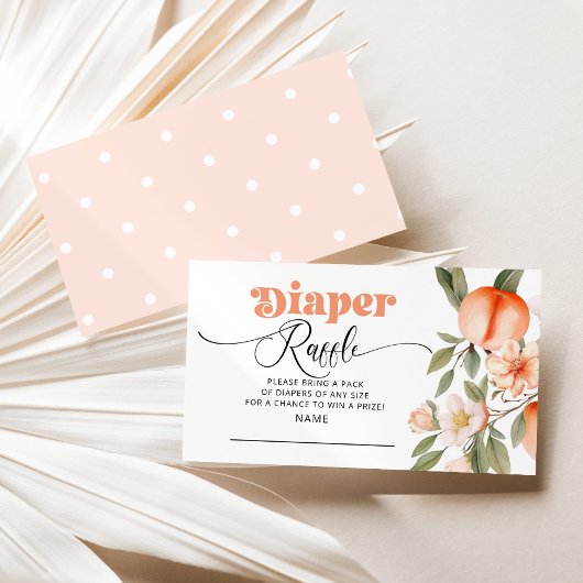 Peach baby shower luier loterij ticket informatiekaartje