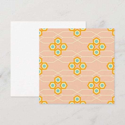 Peach background hexagonal floral pattern  bedankkaart (Voorkant / Achterkant)