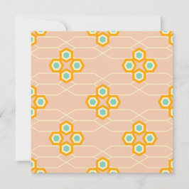 Peach background hexagonal floral pattern  bedankkaart