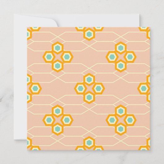 Peach background hexagonal floral pattern  bedankkaart (Voorkant)