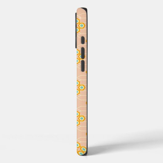 Peach background hexagonal floral pattern  Case-Mate iPhone case (Achterkant / Links)