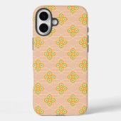 Peach background hexagonal floral pattern  Case-Mate iPhone case (Achterkant)