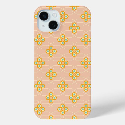 Peach background hexagonal floral pattern  Case-Mate iPhone case (Achterkant)