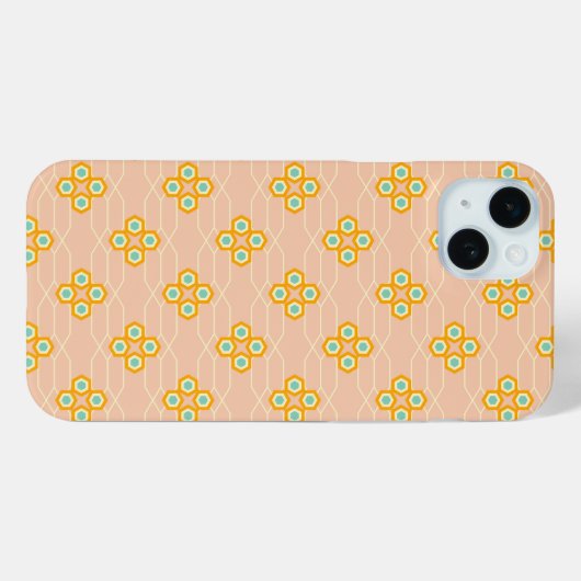 Peach background hexagonal floral pattern  Case-Mate iPhone case (Achterkant (horizontaal))
