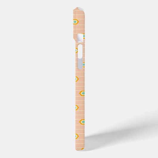 Peach background hexagonal floral pattern  Case-Mate iPhone case (Achterkant / Links)
