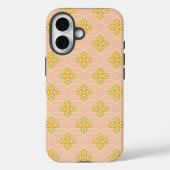 Peach background hexagonal floral pattern  Case-Mate iPhone case (Achterkant)
