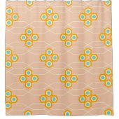 Peach background hexagonal floral pattern douchegordijn (Voorkant)