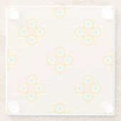 Peach background hexagonal floral pattern  glazen onderzetter (Achterkant)