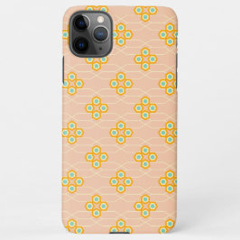 Peach background hexagonal floral pattern  iPhone 11Pro max hoesje