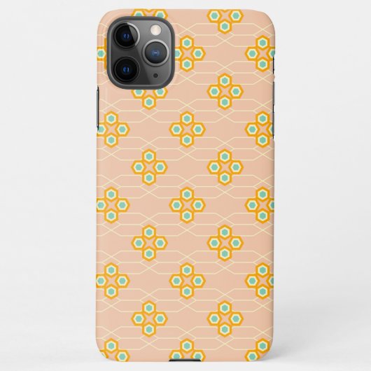 Peach background hexagonal floral pattern  iPhone hoesje (Achterkant)