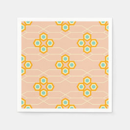 Peach background hexagonal floral pattern  servet