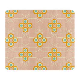 Peach background hexagonal floral pattern  snijplank