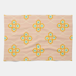 Peach background hexagonal floral pattern  theedoek