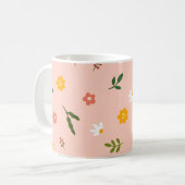 Peach background with multiple color flowers koffiemok (Voorkant links)