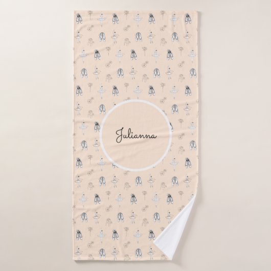 Peach Ballerina and Flowers Badhanddoek (Badhanddoek)
