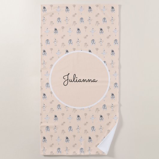 Peach Ballerina and Flowers Strandlaken (Voorkant)