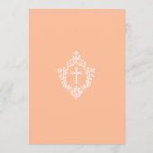 Peach Baptism Cross in Crest Elegant Vintage Kaart (Achterkant)