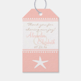 Peach Beach bruiloft gast gunst dank u- Cadeaulabel