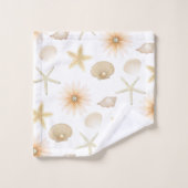 Peach Beach Schelpen & Bloemen Modern Glam Bad Handdoek (Wasdoekje)