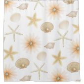 Peach Beach Schelpen & Bloemen Modern Glam Douchegordijn (Voorkant)